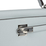 Hermes Kelly Retourne 32 Bleu Pale Clemence Palladium Hardware