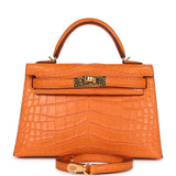 Hermes Kelly Sellier 20 Abricot Matte Alligator Gold Hardware