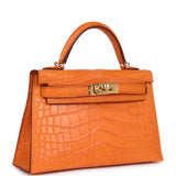 Hermes Kelly Sellier 20 Abricot Matte Alligator Gold Hardware