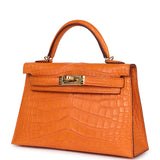 Hermes Kelly Sellier 20 Abricot Matte Alligator Gold Hardware