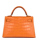 Hermes Kelly Sellier 20 Abricot Matte Alligator Gold Hardware