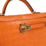 Hermes Kelly Sellier 20 Abricot Matte Alligator Gold Hardware