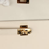 Pre-owned Hermes Kelly Sellier en Desordre 20 Craie Epsom Gold Hardware