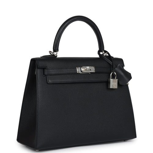 Hermes Kelly Sellier 25 Black Epsom Palladium Hardware
