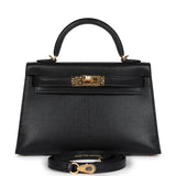 Hermes Kelly Sellier 20 Black Chevre Chamkila Gold Hardware