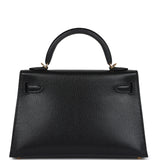 Hermes Kelly Sellier 20 Black Chevre Chamkila Gold Hardware