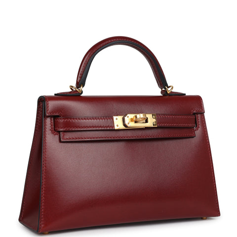 Hermes Kelly Sellier 20 Rouge H Box Gold Hardware