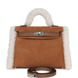 Hermes Teddy Kelly 20 Chamois Shearling and Swift Palladium Hardware