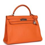 Pre-owned Hermes Kelly Retourne 32 Orange Togo Palladium Hardware