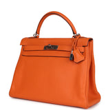 Pre-owned Hermes Kelly Retourne 32 Orange Togo Palladium Hardware