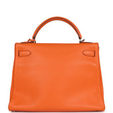 Pre-owned Hermes Kelly Retourne 32 Orange Togo Palladium Hardware