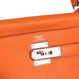 Pre-owned Hermes Kelly Retourne 32 Orange Togo Palladium Hardware