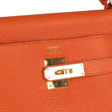 Pre-owned Hermes Kelly Retourne 35 Orange Togo Gold Hardware