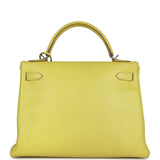 Pre-owned Hermes Kelly Retourne 32 Lime Candy Epsom Palladium Hardware