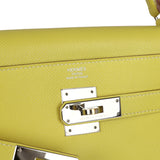 Pre-owned Hermes Kelly Retourne 32 Lime Candy Epsom Palladium Hardware