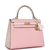 Hermes Special Order (HSS) Kelly Sellier 25 Rose Sakura and Nata Chevre Gold Hardware