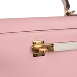 Hermes Special Order (HSS) Kelly Sellier 25 Rose Sakura and Nata Chevre Gold Hardware