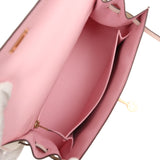 Hermes Special Order (HSS) Kelly Sellier 25 Rose Sakura and Nata Chevre Gold Hardware