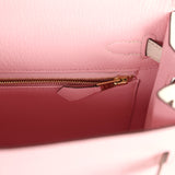 Hermes Special Order (HSS) Kelly Sellier 25 Rose Sakura and Nata Chevre Gold Hardware