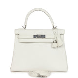 Hermes Kelly Retourne 28 White Clemence Palladium Hardware