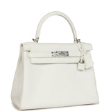 Hermes Kelly Retourne 28 White Clemence Palladium Hardware