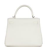 Hermes Kelly Retourne 28 White Clemence Palladium Hardware