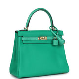 Hermes Kelly Retourne 25 Menthe Togo and Varanus Niloticus Lizard Touch Permabrass Hardware