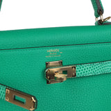 Hermes Kelly Retourne 25 Menthe Togo and Varanus Niloticus Lizard Touch Permabrass Hardware