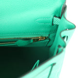 Hermes Kelly Retourne 25 Menthe Togo and Varanus Niloticus Lizard Touch Permabrass Hardware