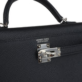 Hermes Kelly Sellier 20 Black Epsom Palladium Hardware