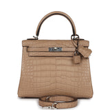 Hermes Kelly Retourne 25 Chai Matte Alligator Palladium Hardware