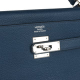 Pre-owned Hermes Kelly Retourne 35 Bleu De Prusse Togo Palladium Hardware