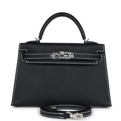 Hermes Special Order (HSS) Kelly Sellier 20 Black Verso Epsom Palladium Hardware