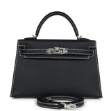 Hermes Special Order (HSS) Kelly Sellier 20 Black Verso Epsom Palladium Hardware