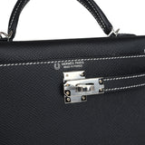 Hermes Special Order (HSS) Kelly Sellier 20 Black Verso Epsom Palladium Hardware