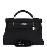 Hermes Kelly 42 Maxi Black Togo Palladium Hardware