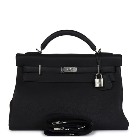 Hermes Kelly 42 Maxi Black Togo Palladium Hardware