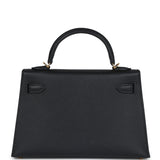 Hermes Kelly Sellier 20 Black Epsom Gold Hardware