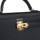 Hermes Kelly Sellier 20 Black Epsom Gold Hardware