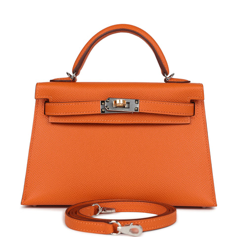 Hermes Kelly Sellier 20 Orange Epsom Electrum Hardware