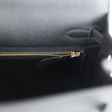 Hermes Kelly Sellier 25 Black Epsom Gold Hardware