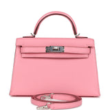 Hermes Kelly Sellier 20 Rose Confetti Verso Chèvre Palladium Hardware