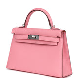 Hermes Kelly Sellier 20 Rose Confetti Verso Chèvre Palladium Hardware