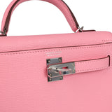 Hermes Kelly Sellier 20 Rose Confetti Verso Chèvre Palladium Hardware