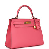 Hermes Kelly Sellier 28 Rose Azalee Epsom Gold Hardware