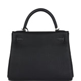 Pre-owned Hermes Kelly Retourne 28 Black Togo Palladium Hardware