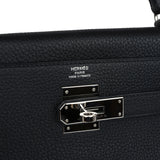 Pre-owned Hermes Kelly Retourne 28 Black Togo Palladium Hardware