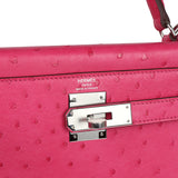 Hermes Kelly Sellier 28 Rose Tyrien Ostrich Palladium Hardware