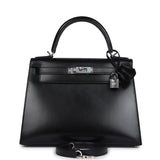 Hermes Kelly Sellier 28 Black Box Palladium Hardware