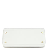 Pre-owned Hermes Kelly Retourne 28 White Clemence Gold Hardware